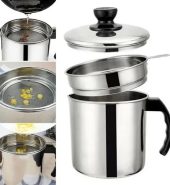Recipiente colador Filtro de Aceite de Cocin. En Acero Inoxidable con Tapa 1.3 litros