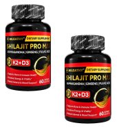 Shilajit Pro Max con Ácido Fúlvico, Ashwagandha, Ginseng, D3 y K2 | 60 Cápsulas  PACK 2